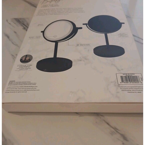 Cordless Light Up Vanity Makeup Mirror Urban Butterfly Black - Picture 4 of 5